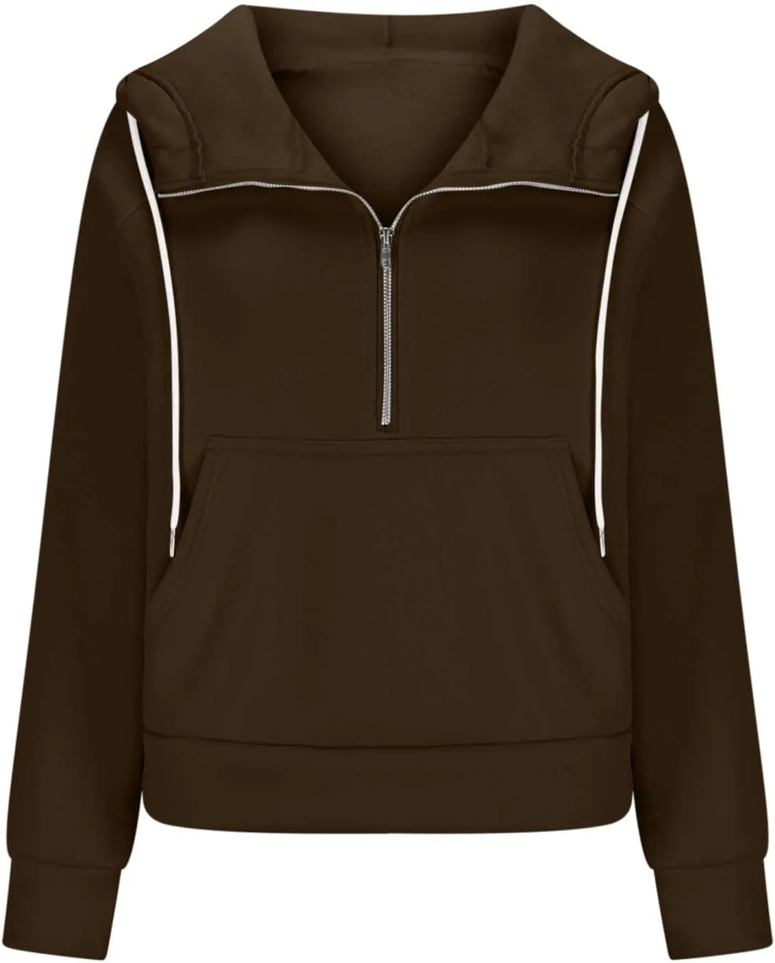 Womens Tops Half Zip Pullover Fleece Stand Collar Sweatshirt Fall Trendy Crop Loose Hoodies with Pockets Thumb Hole