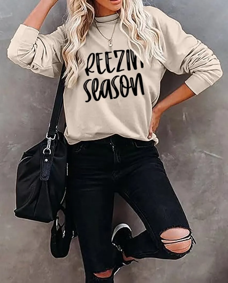 Yes I'm Cold Sweatshirts for Women Funny Letter Print Hoodies Long Sleeve Pullover Top