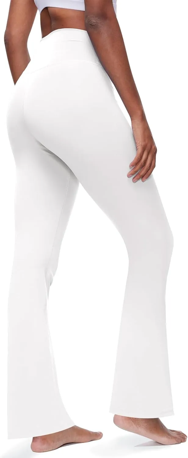 Yoga Pants with Pockets for Women Crossover Flare Leggings Wide Leg Pants for Women Tummy Control