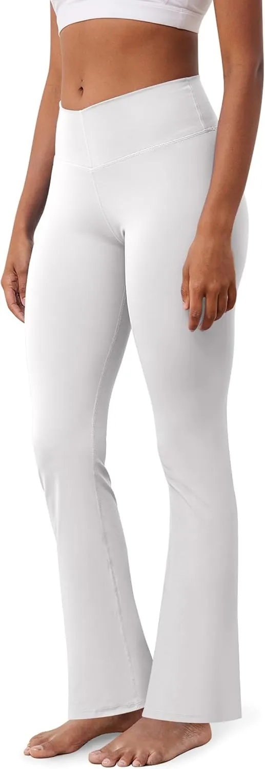 Yoga Pants with Pockets for Women Crossover Flare Leggings Wide Leg Pants for Women Tummy Control