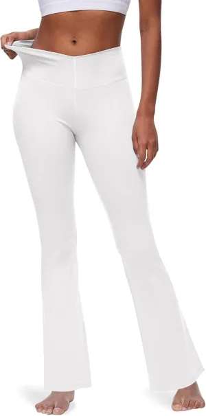 Yoga Pants with Pockets for Women Crossover Flare Leggings Wide Leg Pants for Women Tummy Control