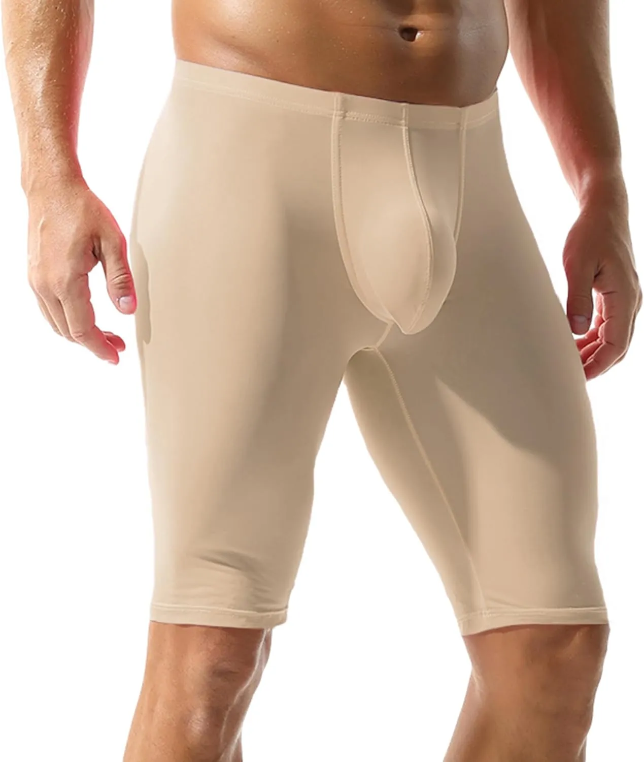 YUFEIDA Men's Compression Half Tights Leggings Sheer Swimwear Shorts Trunks Pant