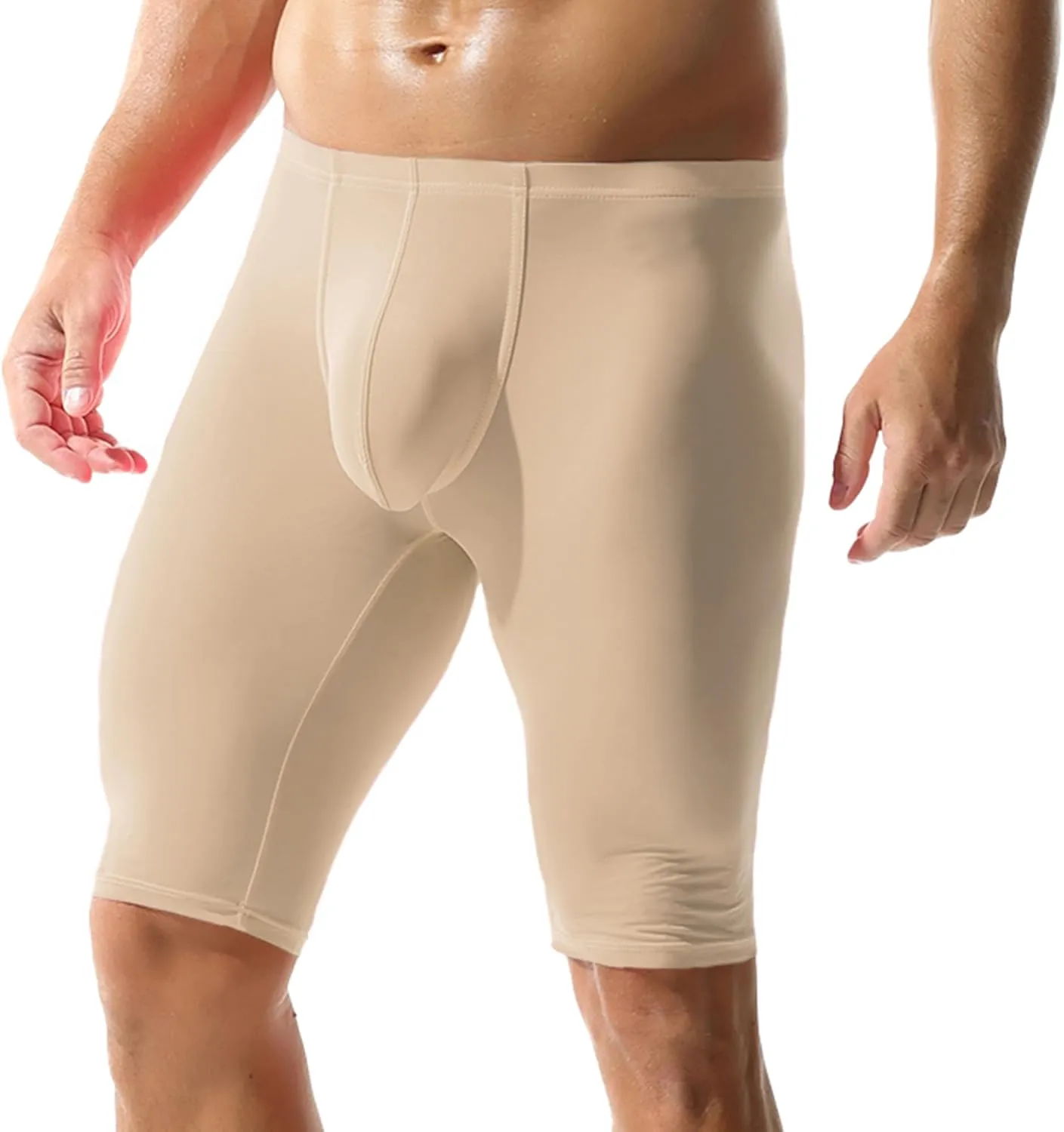 YUFEIDA Men's Compression Half Tights Leggings Sheer Swimwear Shorts Trunks Pant