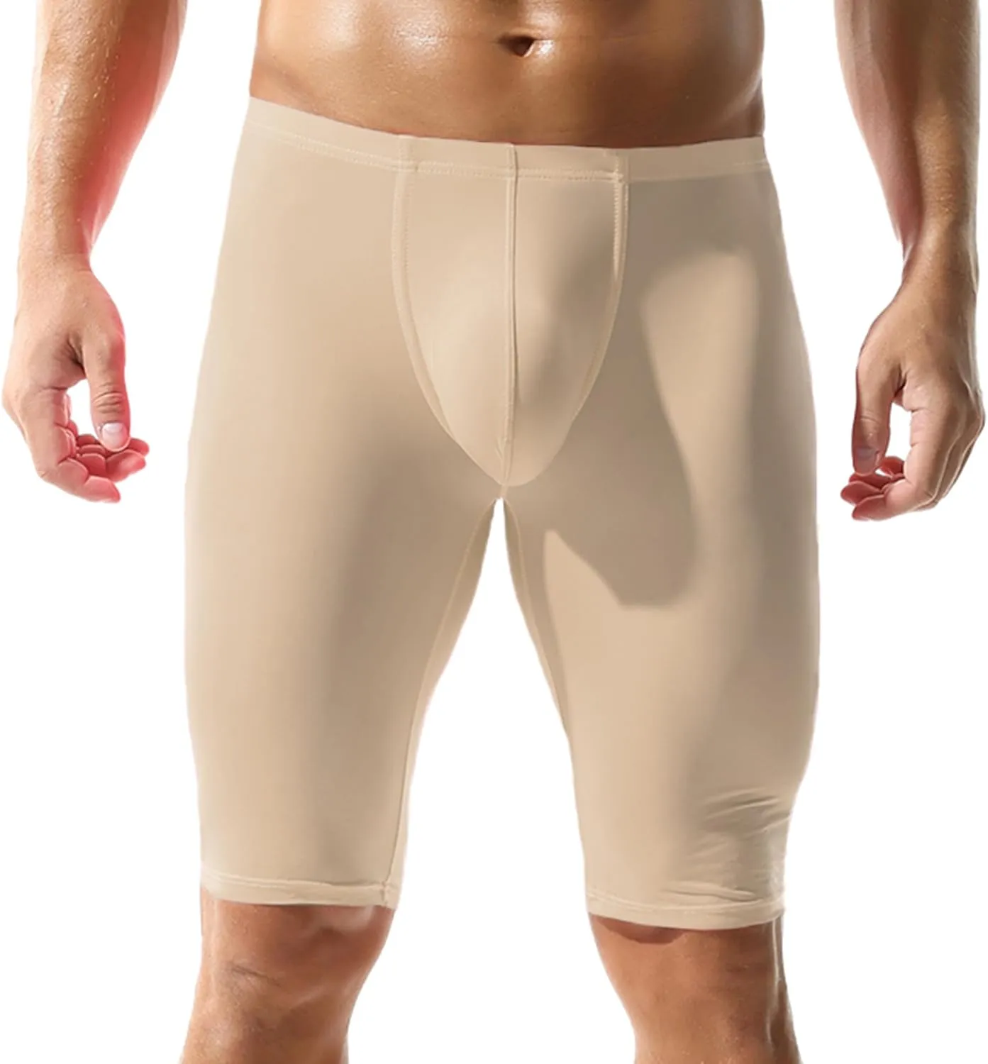 YUFEIDA Men's Compression Half Tights Leggings Sheer Swimwear Shorts Trunks Pant