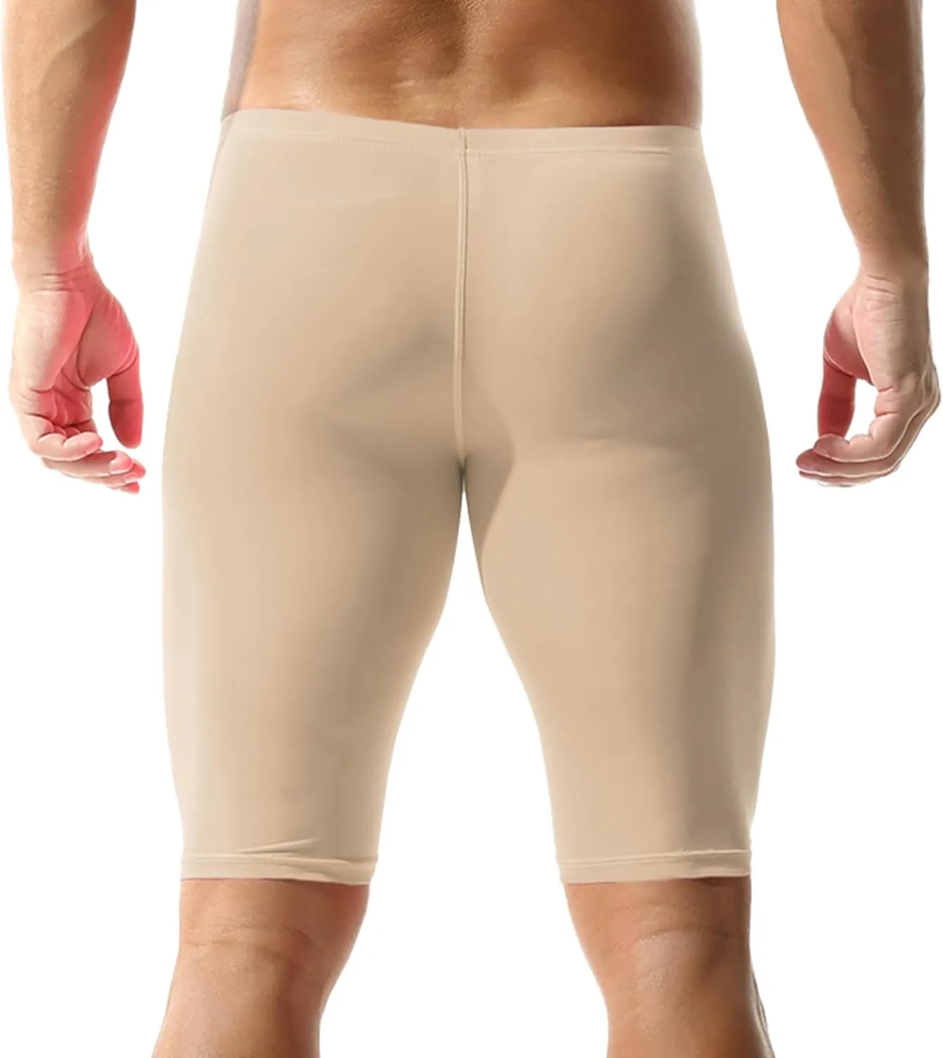 YUFEIDA Men's Compression Half Tights Leggings Sheer Swimwear Shorts Trunks Pant