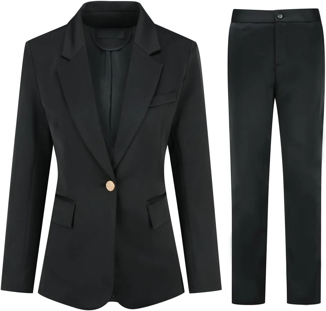 YYNUDA Women's Business Suit Set Ladies 2 Piece Office Work Solid Blazer Jacket and Pants