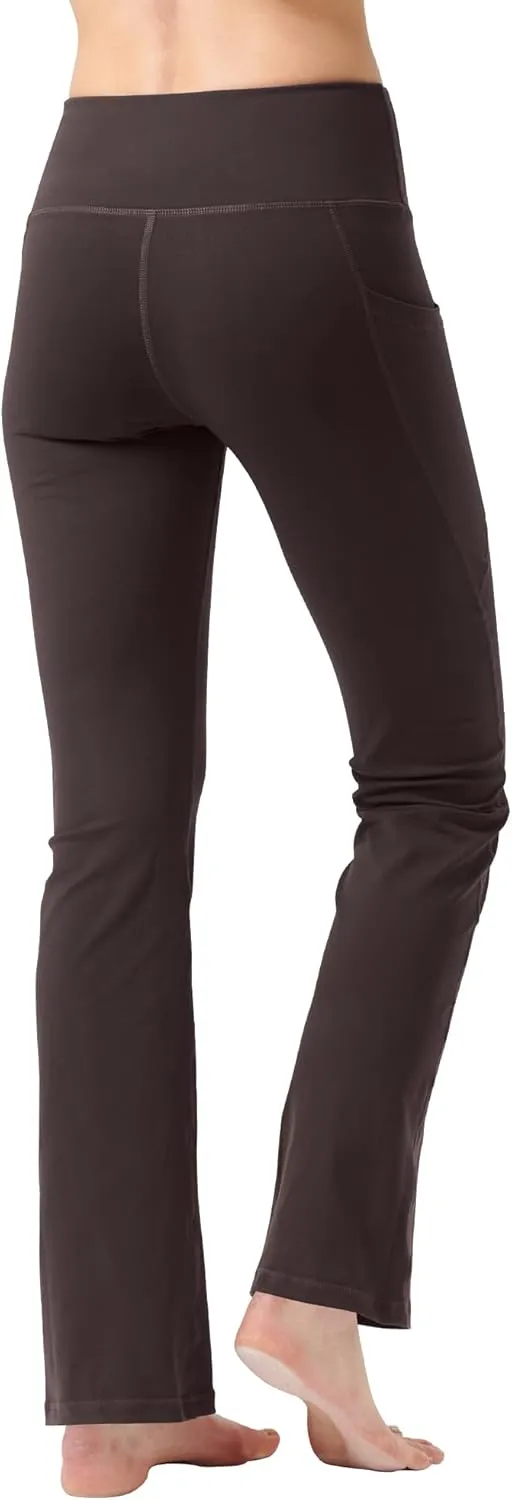 Zeronic Women's High Waist Bootcut Yoga Pants with Pockets Tummy Control Workout Running Pants Long Bootleg Flare Pants