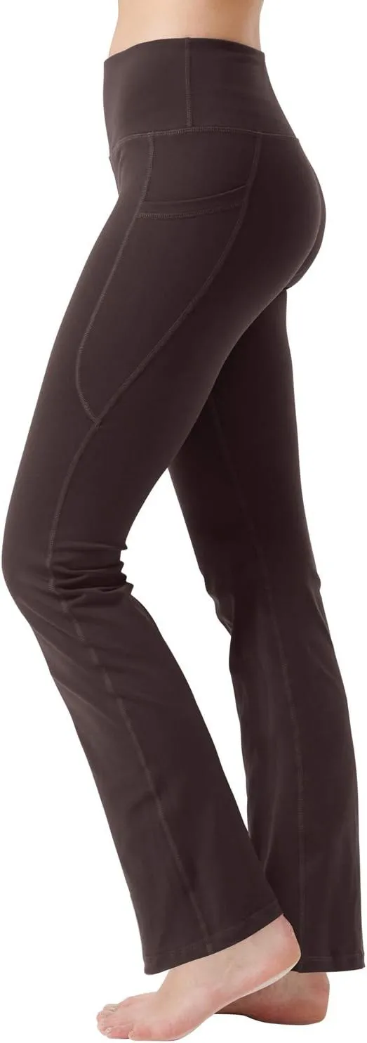 Zeronic Women's High Waist Bootcut Yoga Pants with Pockets Tummy Control Workout Running Pants Long Bootleg Flare Pants