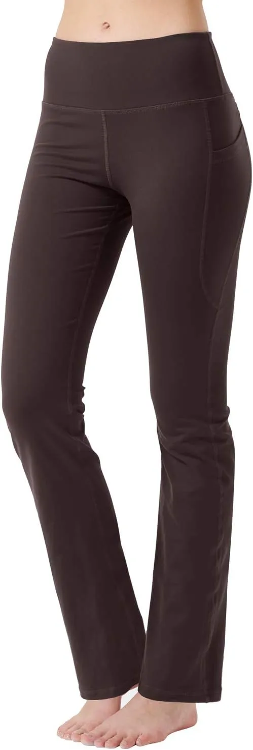 Zeronic Women's High Waist Bootcut Yoga Pants with Pockets Tummy Control Workout Running Pants Long Bootleg Flare Pants