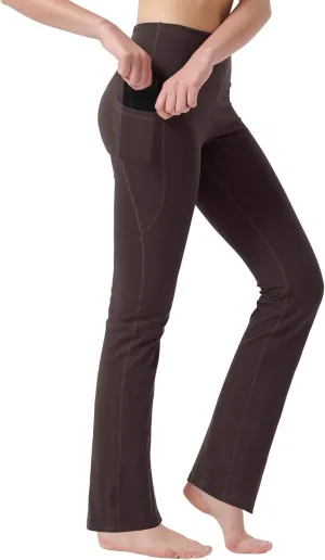 Zeronic Women's High Waist Bootcut Yoga Pants with Pockets Tummy Control Workout Running Pants Long Bootleg Flare Pants
