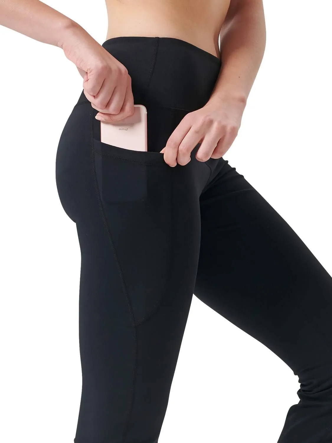 Zeronic Women's High Waist Bootcut Yoga Pants with Pockets Tummy Control Workout Running Pants Long Bootleg Flare Pants